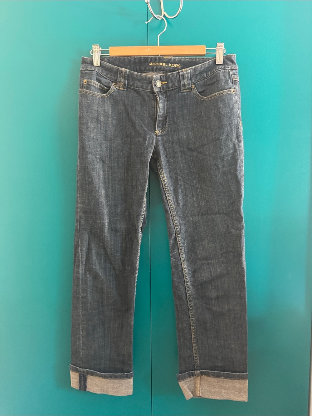 Michael Kors Women's Dark Wash Cropped Straight-Leg Jeans 6P